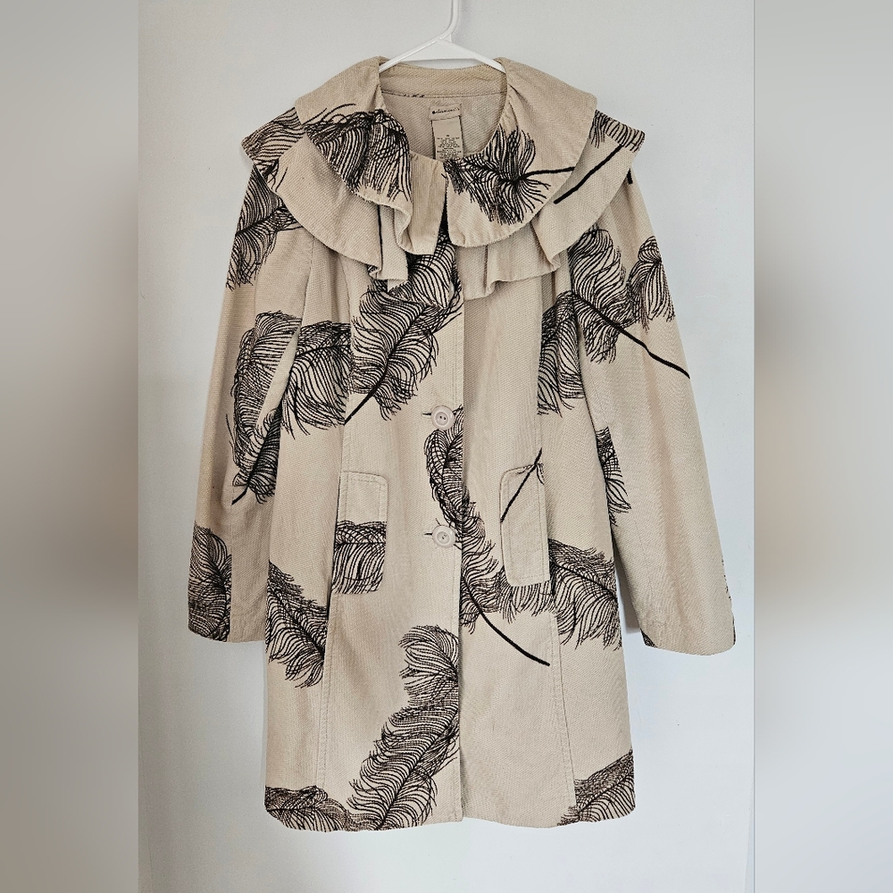 Anthropologie Elevenses Ruffled plume jacket size 12 (Chloe - Amanda Seyfried )